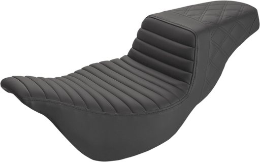 SADDLEMEN Step Up Seat - Extended Reach - Tuck and Roll/Lattice Stitched - FL '08-'23 HD Touring - Street/ Road/ Electra - 808-07B-176E - PartsOutlet.com.au