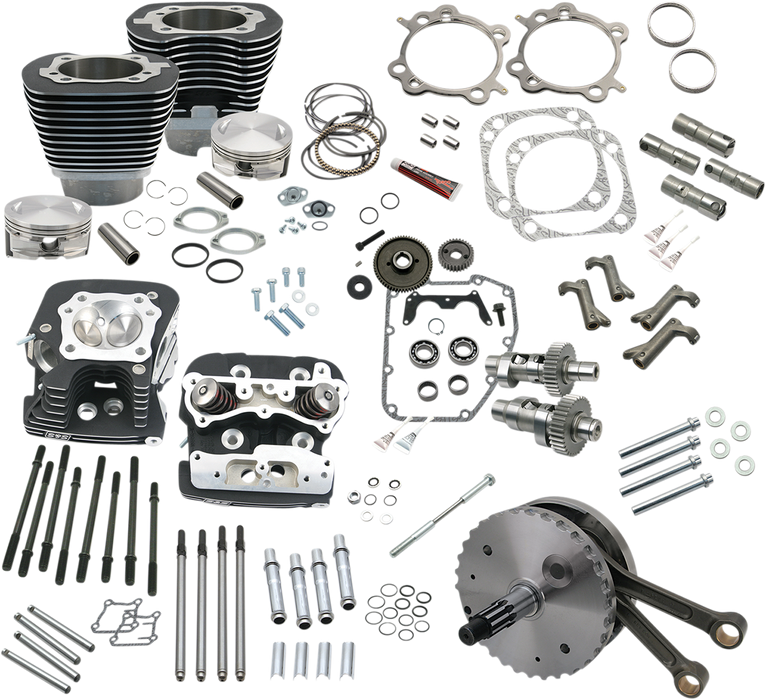 S&S CYCLE 124" Hot Set Up Kit® With S&S Cylinder Heads For 1999-'06 HD® Non-Balanced Big Twins (Except 2006 HD® Dyna® Models) - Wrinkle Black 900-0564