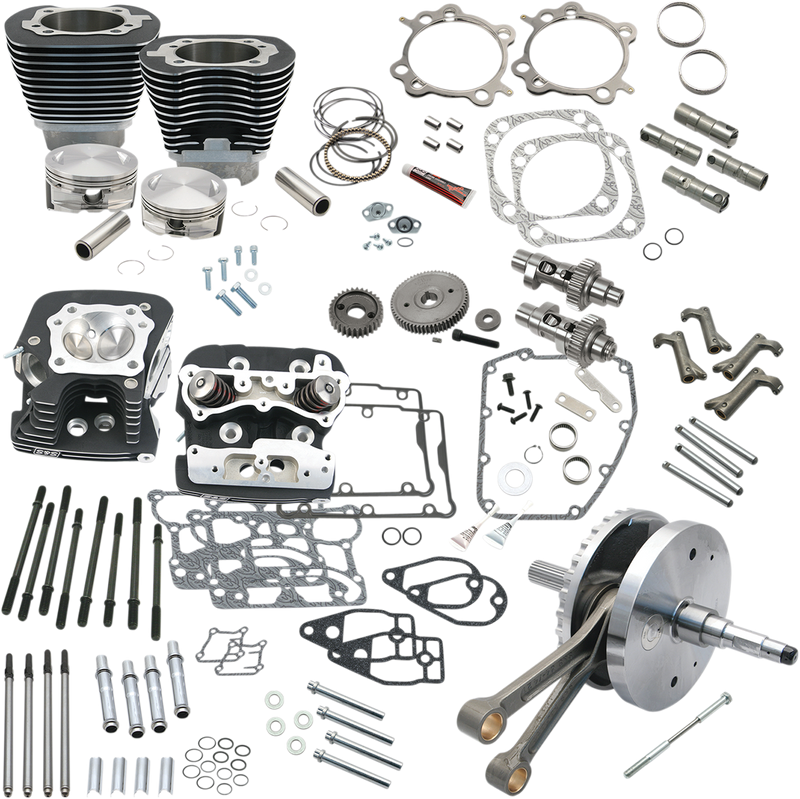 S&S CYCLE 124" Hot Set Up Kit® With S&S Cylinder Heads For '06-'17 HD® Dyna® models and all '07-'17 Non-Balanced Big Twins - Wrinkle Black - 900-0568