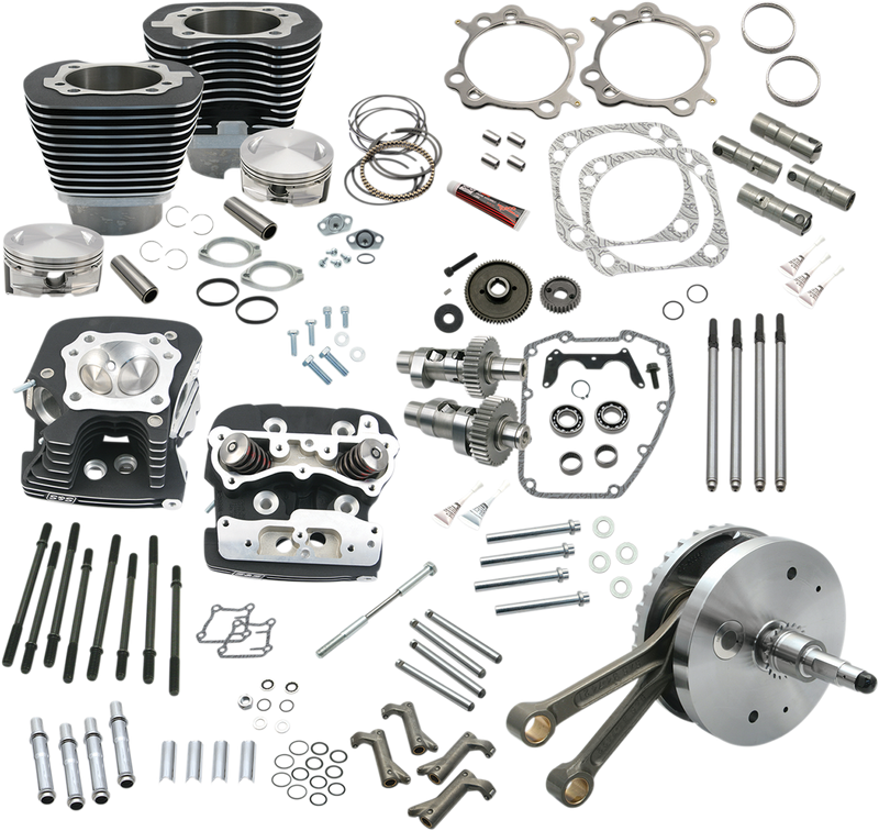 S&S CYCLE 124" Hot Set Up Kit® With S&S Cylinder Heads For '00-'06 HD® Balanced Big Twins - Wrinkle Black - 900-0565