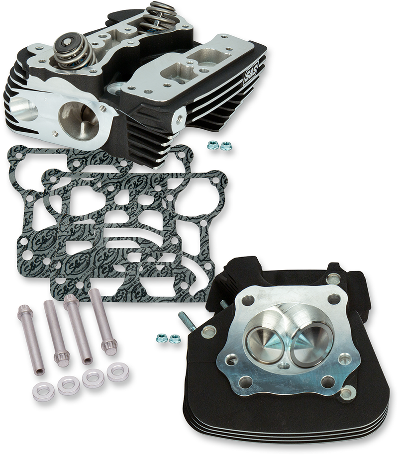 S&S CYCLE S&S® Super Stock® 91cc Cylinder Heads For For S&S® T-Series T2 Complete Engines and 2006 HD® Dyna® Models and All '07-'16 Models With S&S® 4-1/8" Bore Hot Set Up Kit - Black Wrinkle Powder - 900-0349