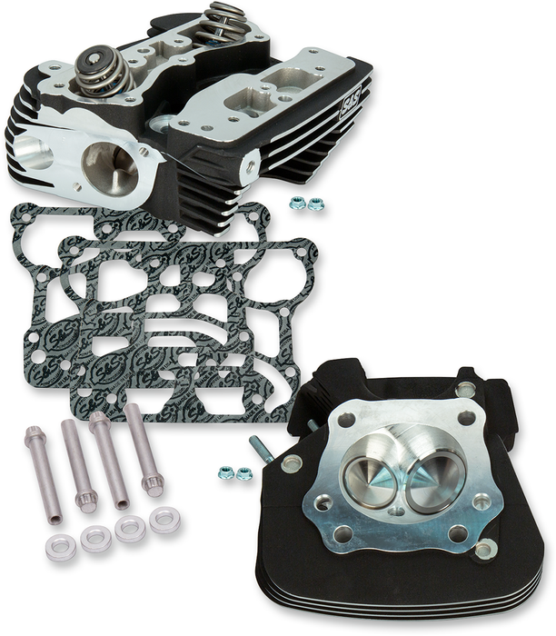 S&S CYCLE S&S® Super Stock® 91cc Cylinder Heads For For S&S® T-Series T2 Complete Engines and 2006 HD® Dyna® Models and All 2007-'16 Models With S&S® 4-1/8" Bore Hot Set Up Kit - Black Wrinkle Powder 900-0349