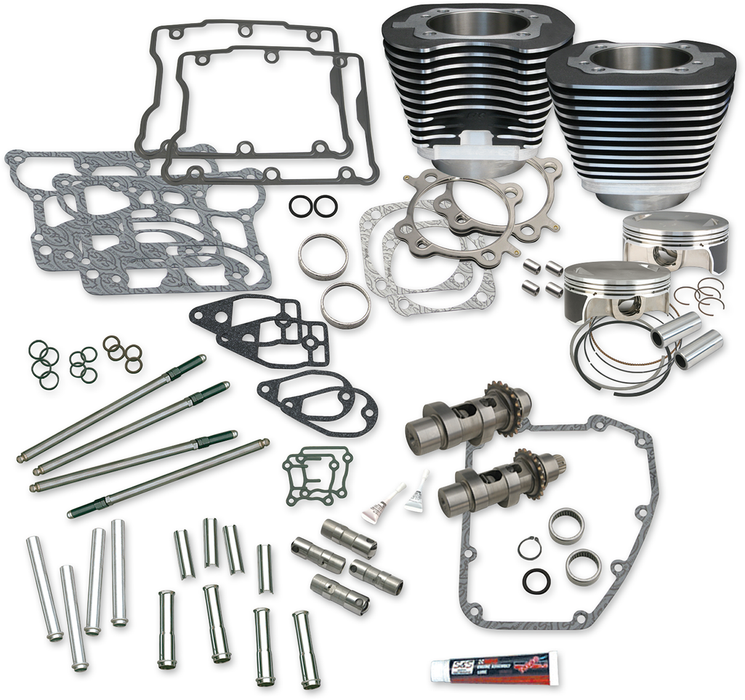 S&S CYCLE 106" Big Bore Hot Set Up Kit® Without Cylinder Heads For 2007-'17 Big Twins - Wrinkle Black 900-0354