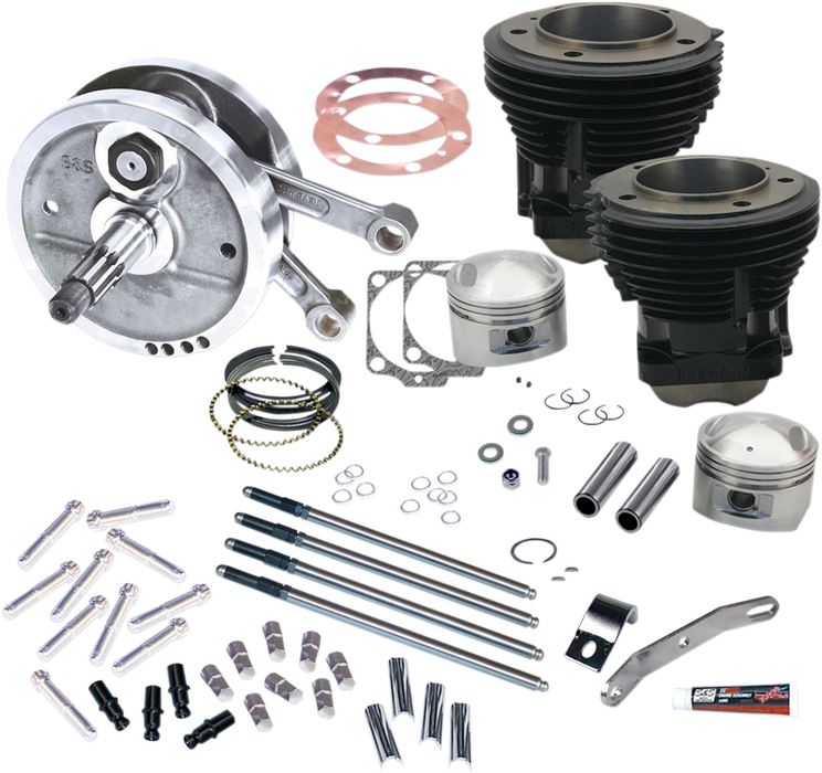 S&S CYCLE 96" Sidewinder® Big Bore Stroker Kit for 1970-'84 HD® Big Twins - GlossBlack Finish 91-9134