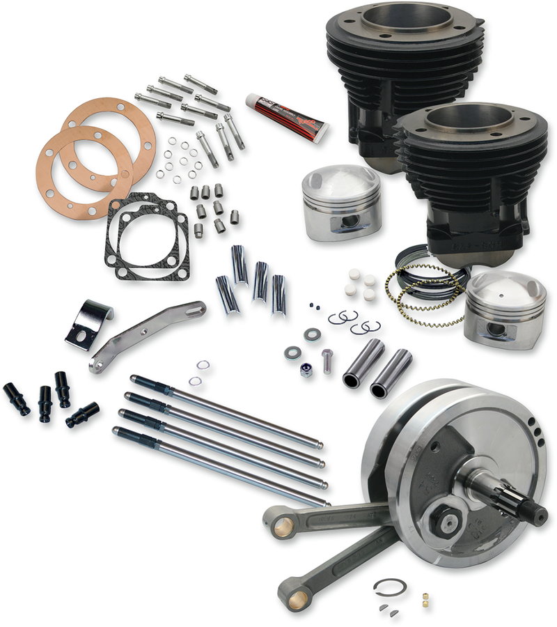 S&S CYCLE 93" Sidewinder® High Compression Big Bore Stroker Kit for '70-'84 HD® Big Twins - GlossBlack Finish - 91-9130