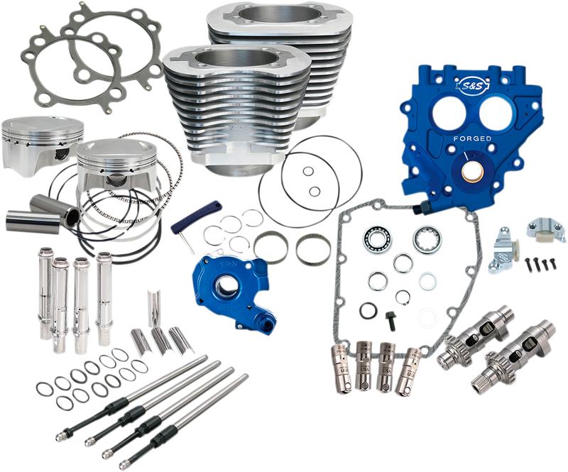 S&S CYCLE 100" Power Package for HD® Twin Cam 88® Models with 585 Easy Start® Chain Drive Cams - Silver - 330-0662