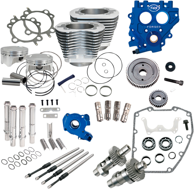 S&S CYCLE 100" Power Package for HD® Twin Cam 88® Models with 585 Easy Start® Gear Drive Cams - Silver - 330-0663