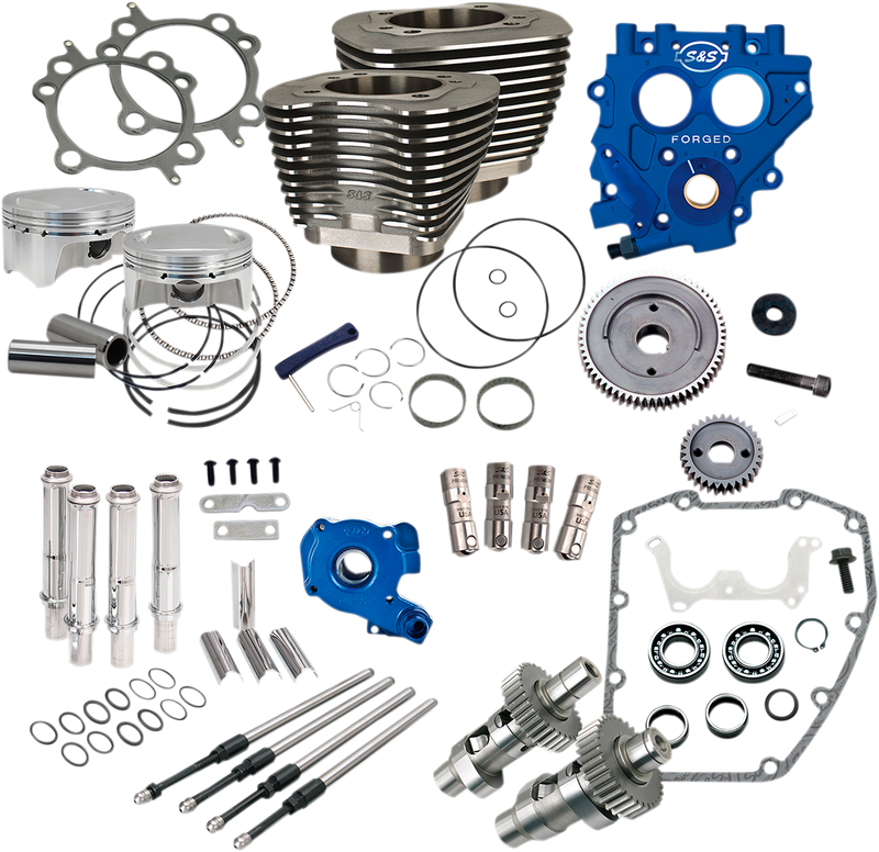 S&S CYCLE 100" Power Package for HD® Twin Cam 88® Models with 585 Easy Start® Gear Drive Cams - Wrinkle Black - 330-0665