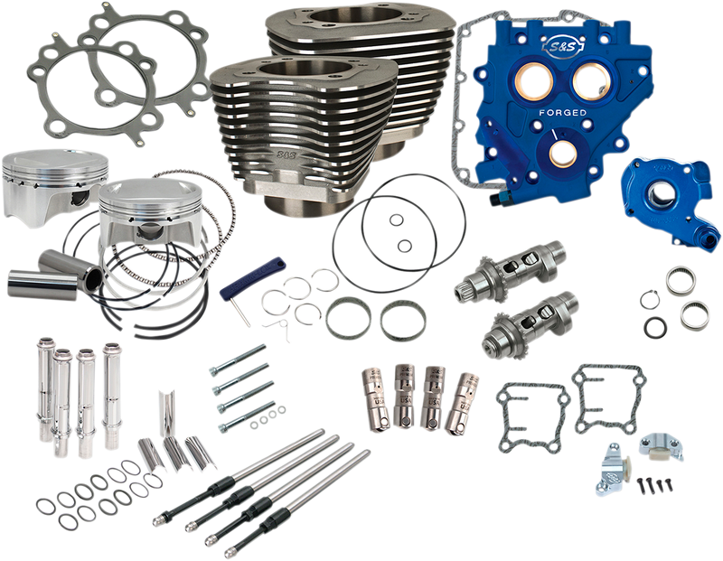 S&S CYCLE 110" Power Package for HD® Twin Cam 96™, 103™ Models with 585 Easy Start® Chain Drive Cams - Wrinkle Black - 330-0668