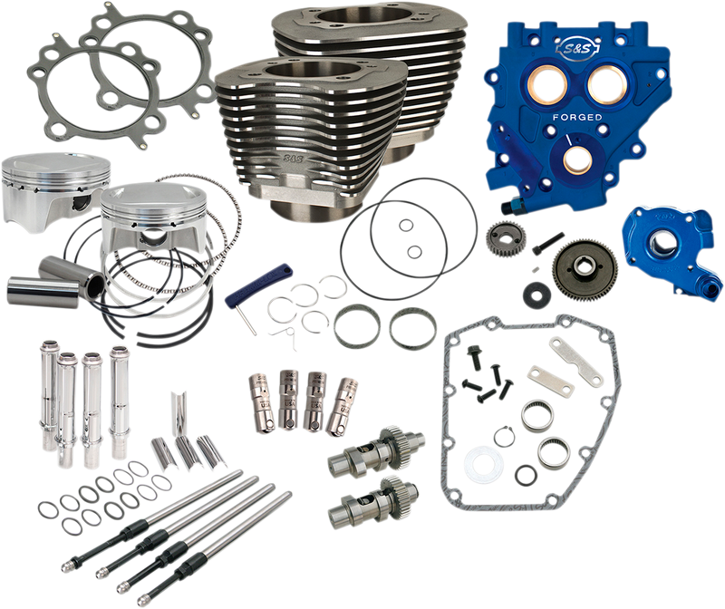 S&S CYCLE 110" Power Package for HD® Twin Cam 96™, 103™ Models with 585 Easy Start® Gear Drive Cams - Wrinkle Black - 330-0669
