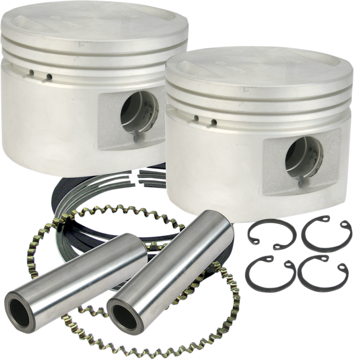 S&S CYCLE Piston Kit - 80" Cast Flat-Topped Replacement Piston Kits For 1984-'99 HD® Big Twins W/ Stock Heads or S&S Performance Replacement Heads - +.010" - 920-0026