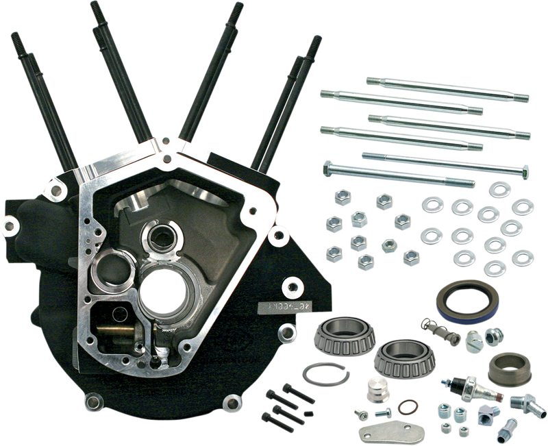 S&S CYCLE Super Stock® Alternator Style Crankcase for 1992-'99 Big Twins with Stock Bore - Wrinkle Black - 31-0055 - PartsOutlet.com.au