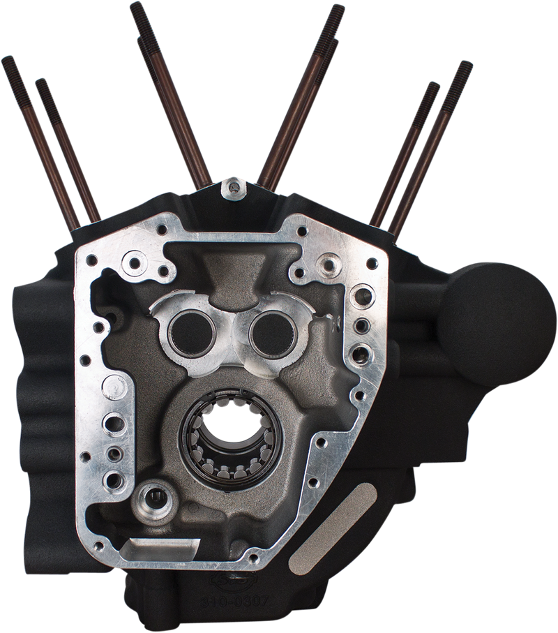 S&S CYCLE Super Stock® T2 Crankcases for '07-'16 HD® FL Big Twin Engines with 4-1/8" Bore, Stock Bolt Pattern - Wrinkle Black - 310-0369