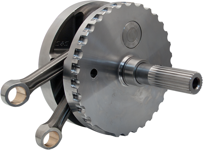 S&S CYCLE 4-3/8" Stroke Flywheel Assembly W/Sprocket Shaft Bearing Race For '07-'16 Non-Balanced HD® Big Twins - Stock Pistons - 320-0352