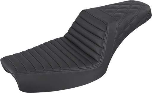 SADDLEMEN Step Up Seat - Tuck and Roll/Lattice Stitched - Black Dyna '96-'03 - 896-04-176 - PartsOutlet.com.au