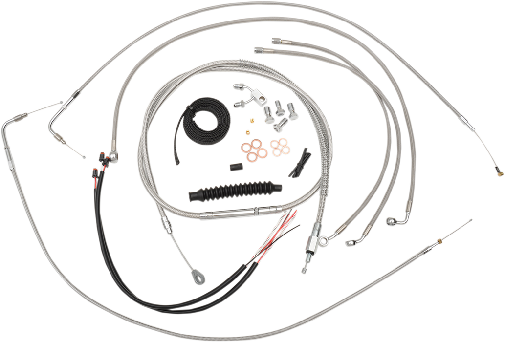 LA CHOPPERS CABLE AND BRAKE LINE KIT STAINLESS POLISHED FOR 12"-14" APE HANGERS - LA-8150KT2-13