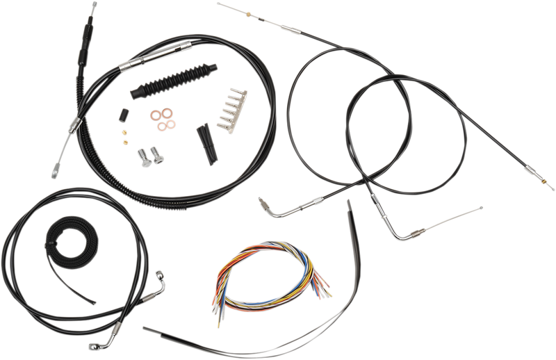 LA CHOPPERS CABLE AND BRAKE LINE KIT BLACK VINYL FOR 15"-17" APE HANGERS - FLD/FXDWG '12-'15 - LA-8220KT2-16B