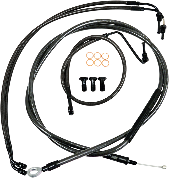 LA CHOPPERS CABLE AND BRAKE LINE KIT MIDNIGHT BLACK BRAIDED FOR 15"-17" APE HANGERS - LA-8011KT-16M