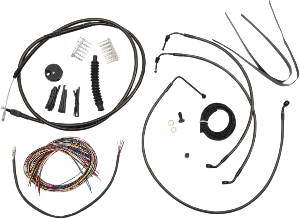 LA CHOPPERS CABLE AND BRAKE LINE KIT MIDNIGHT BLACK FOR MINI APE HANGERS - LA-8010KT2-08M - PartsOutlet.com.au