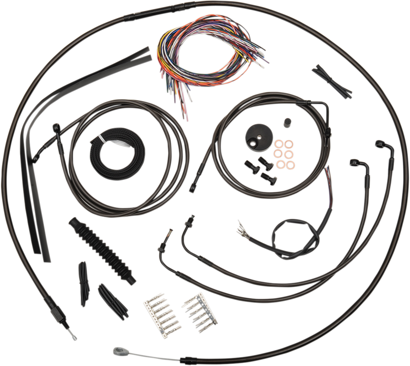 LA CHOPPERS CABLE AND BRAKE LINE KIT MIDNIGHT BLACK FOR 15"-17" APE HANGERS - FLTR '08-'13 - LA-8050KT2-16M