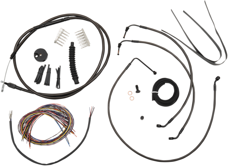 LA CHOPPERS CABLE AND BRAKE LINE KIT MIDNIGHT BLACK FOR 18"-20" APE HANGERS - FLH '14-'15 - LA-8052KT2-19M