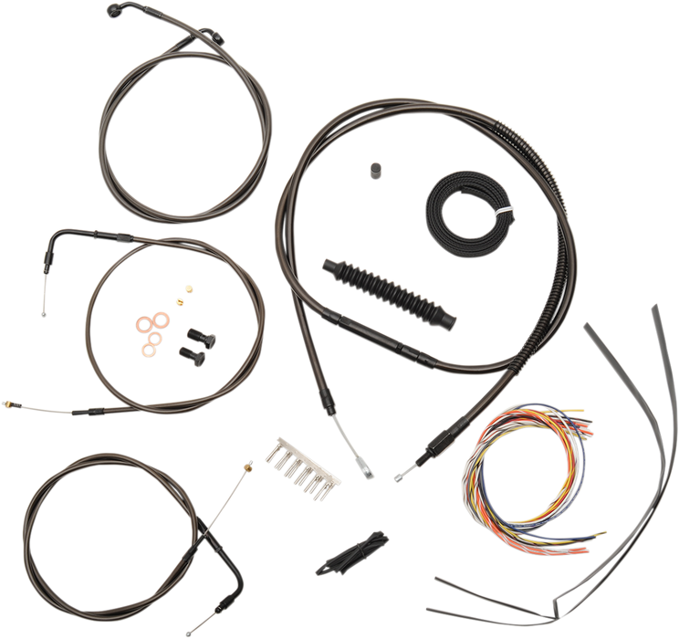 LA CHOPPERS CABLE AND BRAKE LINE KIT MIDNIGHT BLACK FOR 12"-14" APE HANGERS - LA-8100KT2-13M