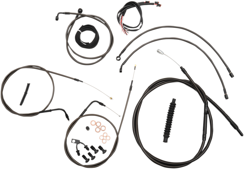 LA CHOPPERS CABLE AND BRAKE LINE KIT MIDNIGHT BLACK FOR 12"-14" APE HANGERS - Softail '11-'14 - LA-8150KT2-13M