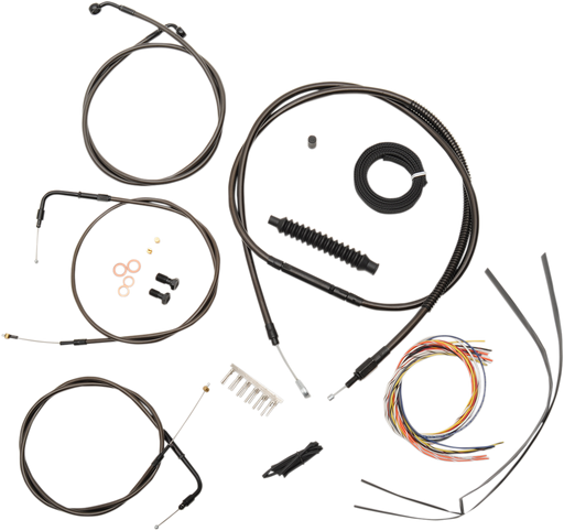 LA CHOPPERS CABLE AND BRAKE LINE KIT MIDNIGHT STAINLESS FOR MINI APE HANGERS - LA-8310KT2-08M - PartsOutlet.com.au