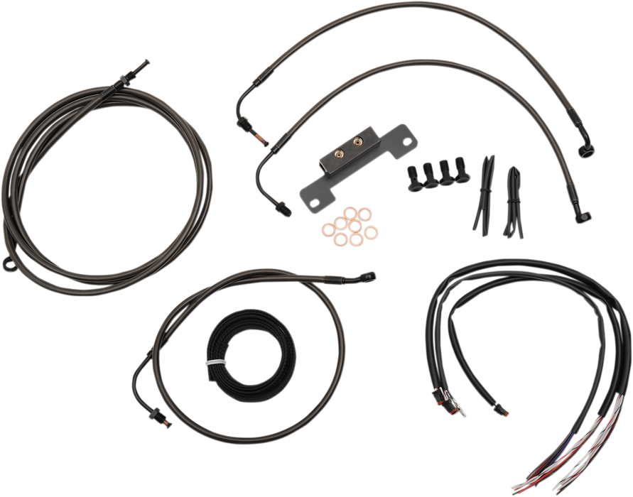 LA CHOPPERS CABLE AND BRAKE LINE KIT MIDNIGHT BLACK FOR 12"-14" APE HANGERS - LA-8012KT2-13M