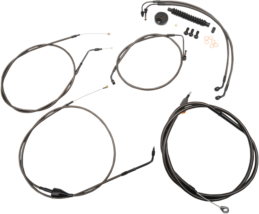 LA CHOPPERS CABLE AND BRAKE LINE KIT MIDNIGHT BLACK FOR 12"-14" APE HANGERS - LA-8005KT-13M