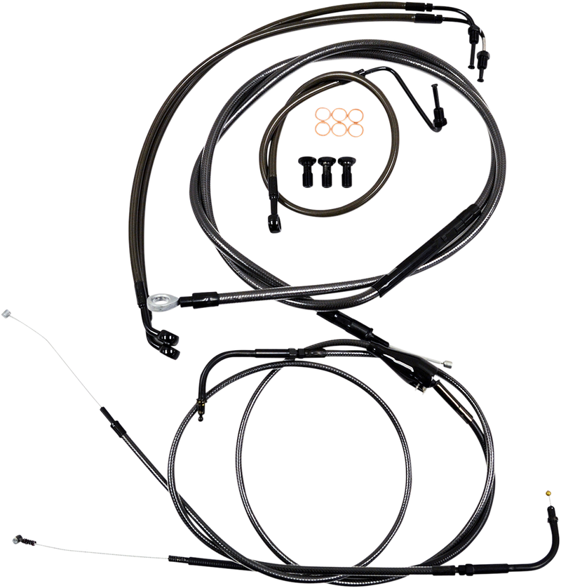 LA CHOPPERS CABLE AND BRAKE LINE KIT MIDNIGHT BLACK FOR 15"-17" APE HANGERS - FLTR '08-'13 - LA-8050KT-16M
