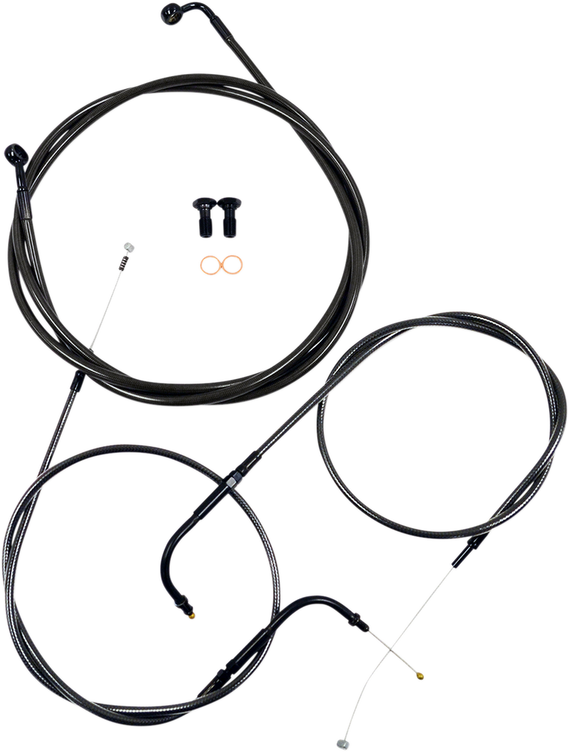 LA CHOPPERS CABLE AND BRAKE LINE KIT MIDNIGHT BLACK FOR 15"-17" APE HANGERS - Softail '07-'15 - LA-8110KT-16M