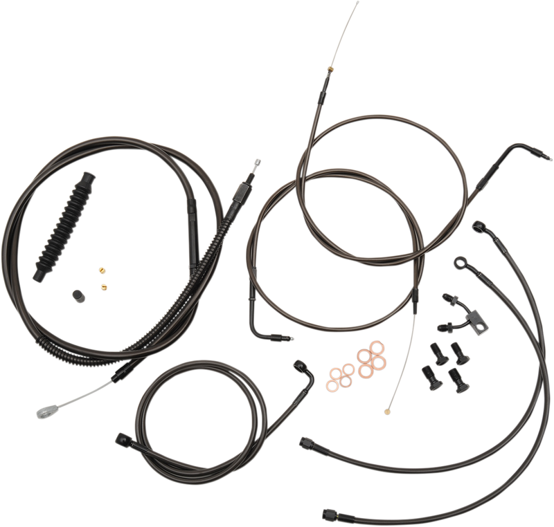 LA CHOPPERS CABLE AND BRAKE LINE KIT MIDNIGHT BLACK FOR 18"-20" APE HANGERS - Softail '11-'14 - LA-8150KT-19M