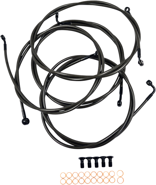 LA CHOPPERS CABLE AND BRAKE LINE KIT MIDNIGHT BLACK FOR MINI APE HANGERS - LA-8052KT-08M - PartsOutlet.com.au