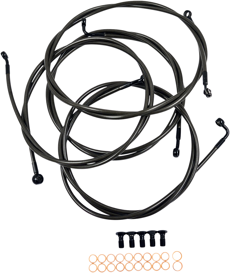 LA CHOPPERS CABLE AND BRAKE LINE KIT MIDNIGHT BLACK FOR 12"-14" APE HANGERS - FLH '14-'16 - LA-8052KT-13M