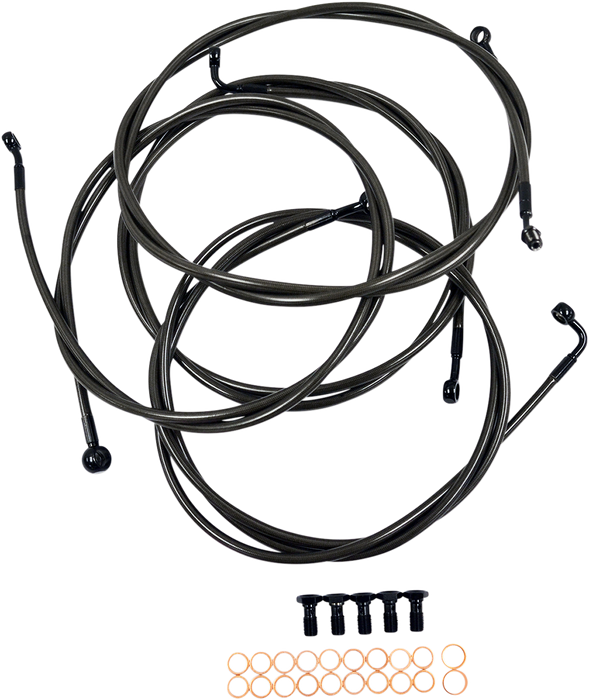 LA CHOPPERS CABLE AND BRAKE LINE KIT MIDNIGHT BLACK FOR 12"-14" APE HANGERS - LA-8052KT-13M