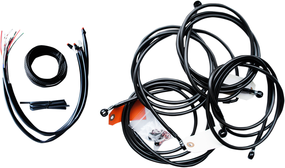 LA CHOPPERS - 12" - 14" HANDLEBAR CABLE/BRAKE & CLUTCH LINE/WIRE KITS AND COMPONENTS / STAINLESS STEEL / BLACK - LA-8053KT2-13M