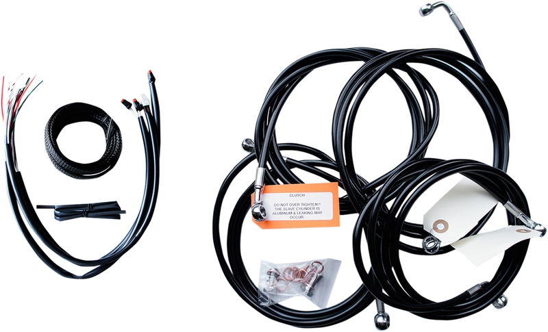 LA CHOPPERS HANDLEBAR CABLE/BRAKE & CLUTCH LINE/WIRE KITS AND COMPONENTS / STAINLESS STEEL|VINYL / BLACK - LA-8053KT2-16B - PartsOutlet.com.au