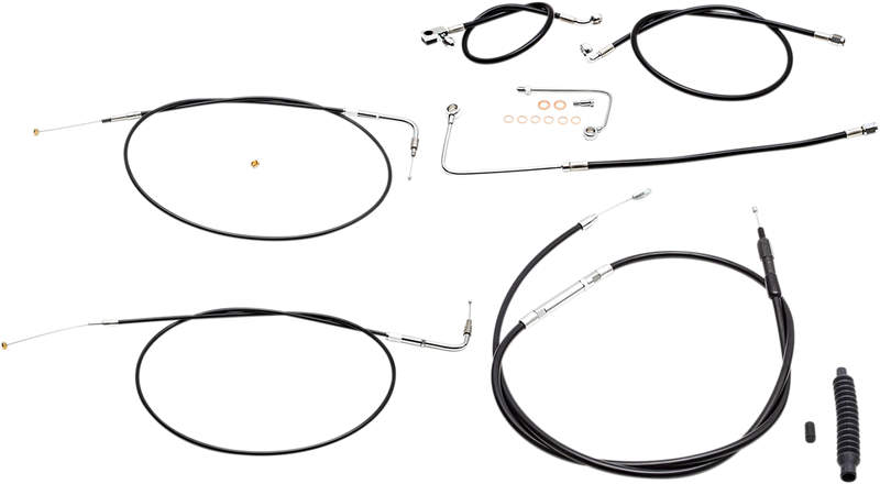LA CHOPPERS HANDLEBAR CABLE/BRAKE & CLUTCH LINE/WIRE KITS AND COMPONENTS / STAINLESS STEEL|VINYL / BLACK - LA-8151KT-13B - PartsOutlet.com.au