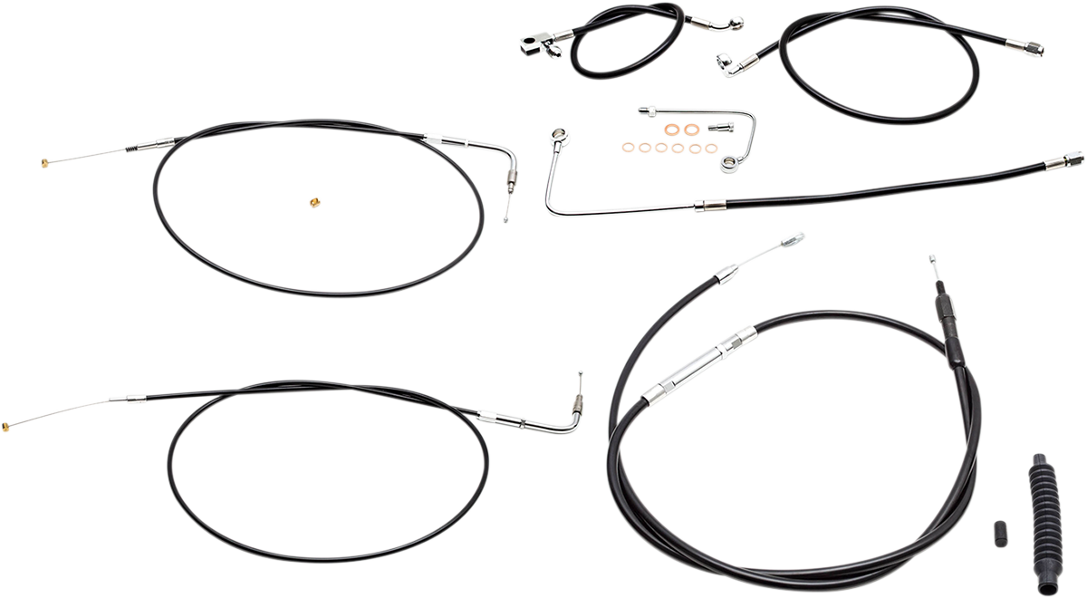 LA CHOPPERS HANDLEBAR CABLE/BRAKE & CLUTCH LINE/WIRE KITS AND COMPONENTS / STAINLESS STEEL|VINYL / BLACK - LA-8151KT-13B - PartsOutlet.com.au