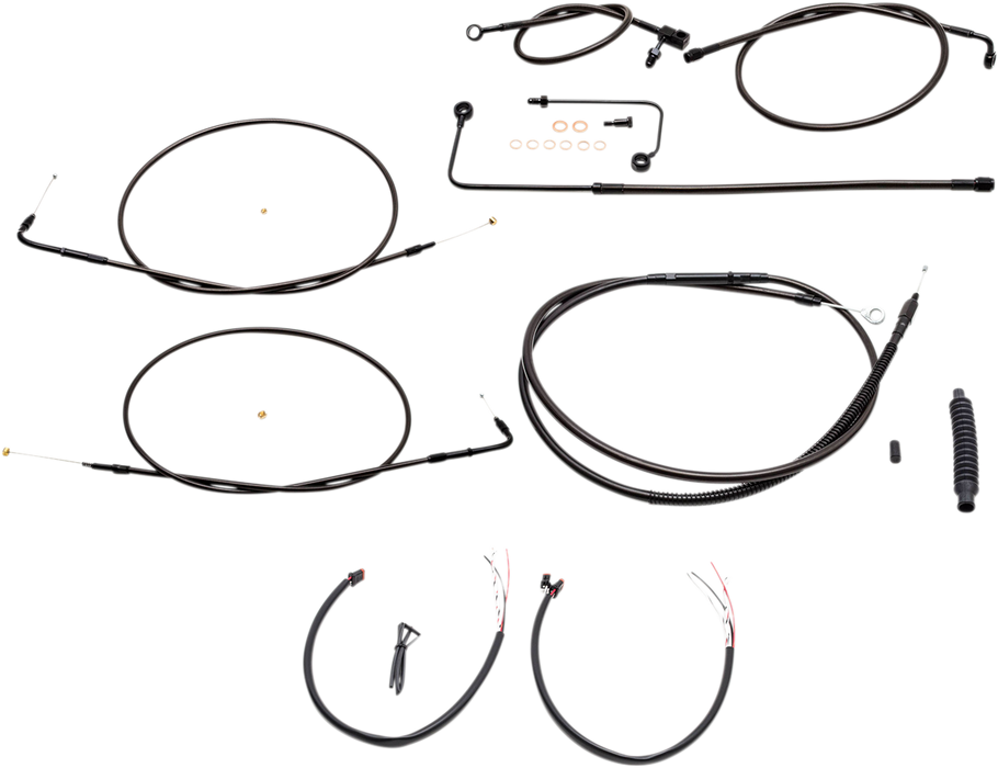 LA CHOPPERS - 12" - 14" HANDLEBAR CABLE/BRAKE & CLUTCH LINE/WIRE KITS AND COMPONENTS / STAINLESS STEEL / BLACK - LA-8151KT2A-13M