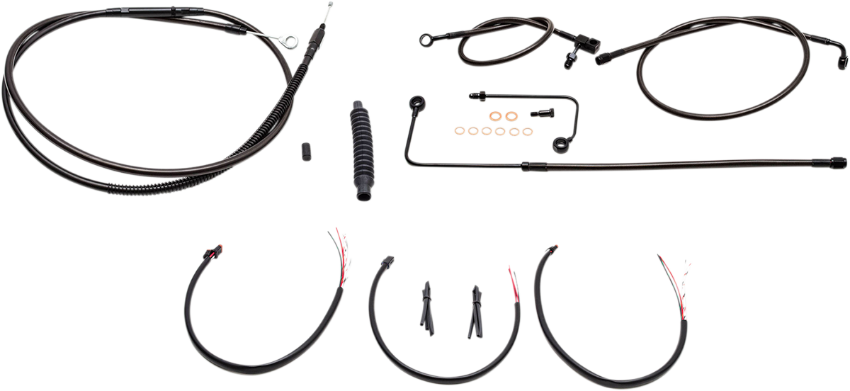 LA CHOPPERS - 12" - 14" HANDLEBAR CABLE/BRAKE & CLUTCH LINE/WIRE KITS AND COMPONENTS / STAINLESS STEEL / BLACK - LA-8151KT2B-13M