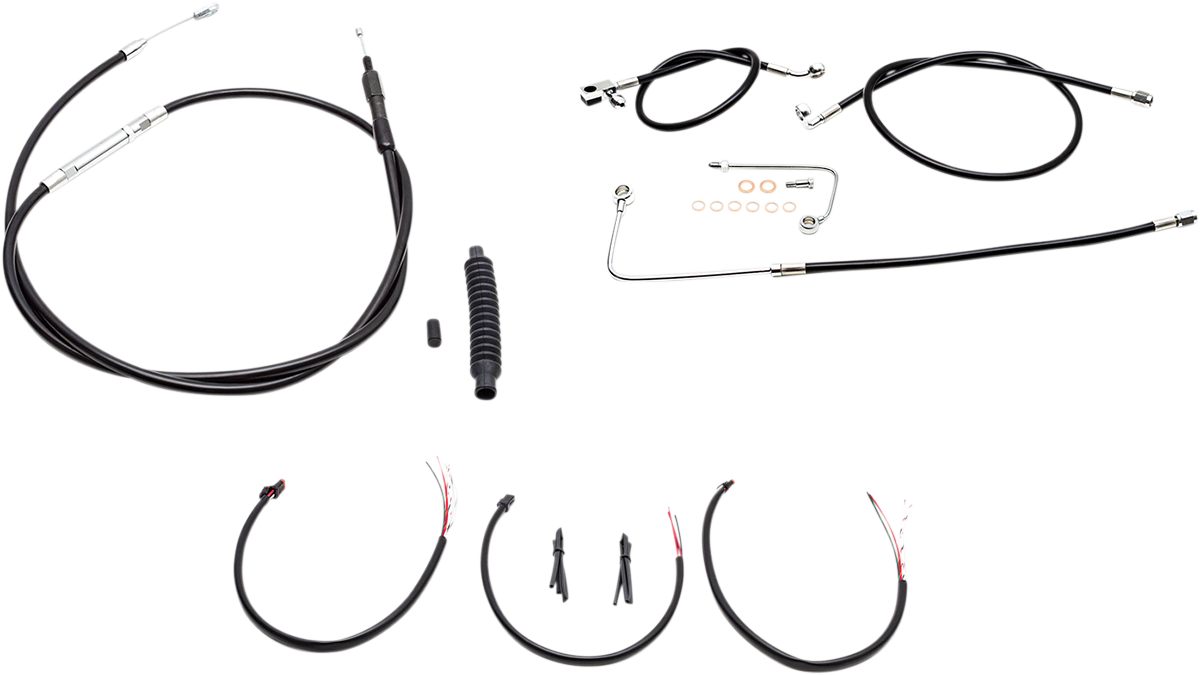 LA CHOPPERS HANDLEBAR CABLE/BRAKE & CLUTCH LINE/WIRE KITS AND COMPONENTS / STAINLESS STEEL|VINYL / BLACK - LA-8151KT2B-19B - PartsOutlet.com.au