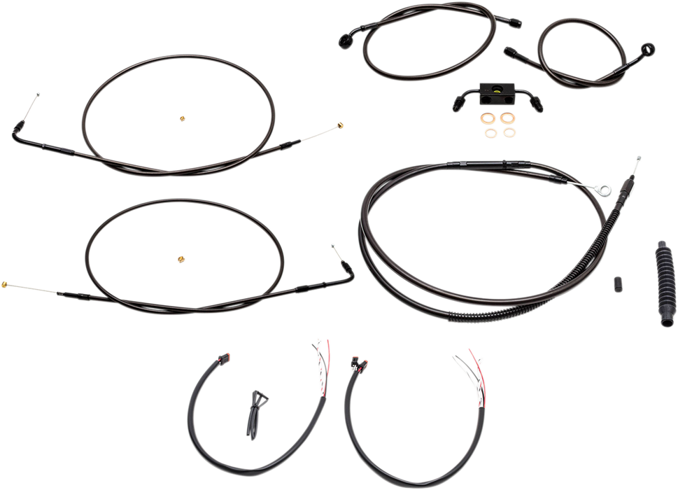 LA CHOPPERS - 12" - 14" HANDLEBAR CABLE/BRAKE & CLUTCH LINE/WIRE KITS AND COMPONENTS / STAINLESS STEEL / BLACK - LA-8211KT2-13M