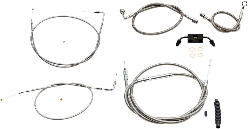 LA CHOPPERS 12 - 14" Cable Kit - XL '13-'22 W/ ABS- Stainless Steel - LA-8321KT-13