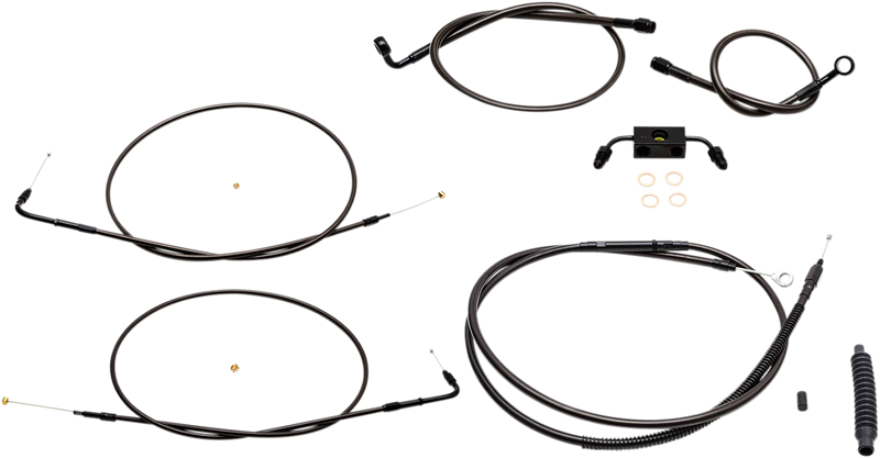 LA CHOPPERS HANDLEBAR CABLE/BRAKE & CLUTCH LINE/WIRE KITS AND COMPONENTS / STAINLESS STEEL / BLACK - LA-8321KT-13M - PartsOutlet.com.au