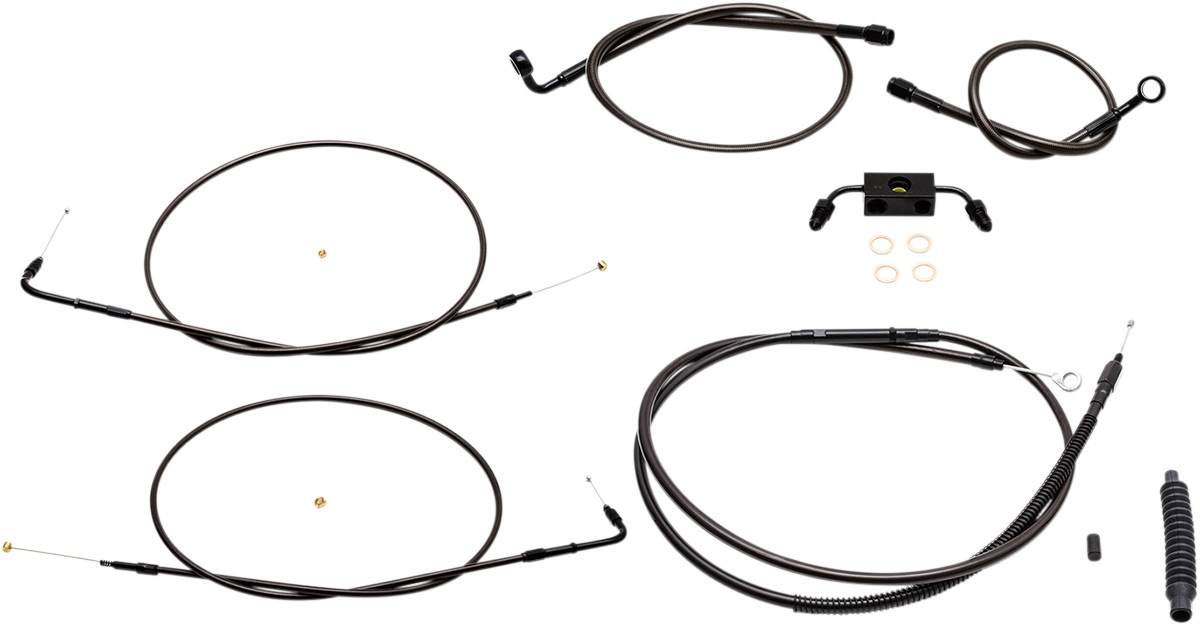 LA CHOPPERS HANDLEBAR CABLE/BRAKE & CLUTCH LINE/WIRE KITS AND COMPONENTS / STAINLESS STEEL / BLACK - LA-8321KT-13M - PartsOutlet.com.au