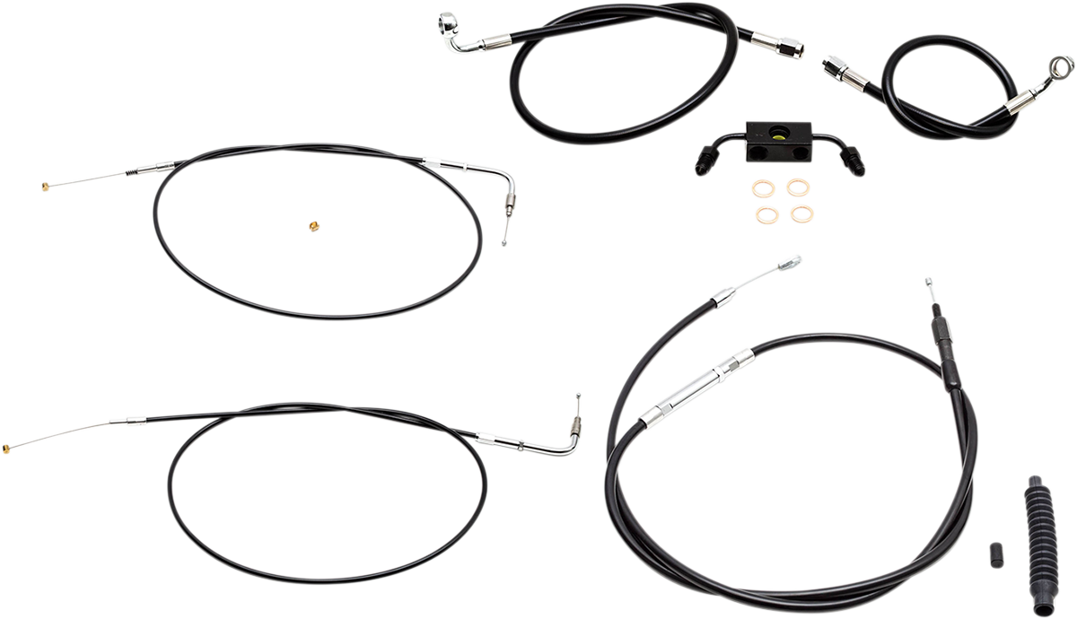 LA CHOPPERS  HANDLEBAR CABLE/BRAKE & CLUTCH LINE/WIRE KITS AND COMPONENTS / STAINLESS STEEL|VINYL / BLACK - LA-8321KT-16B