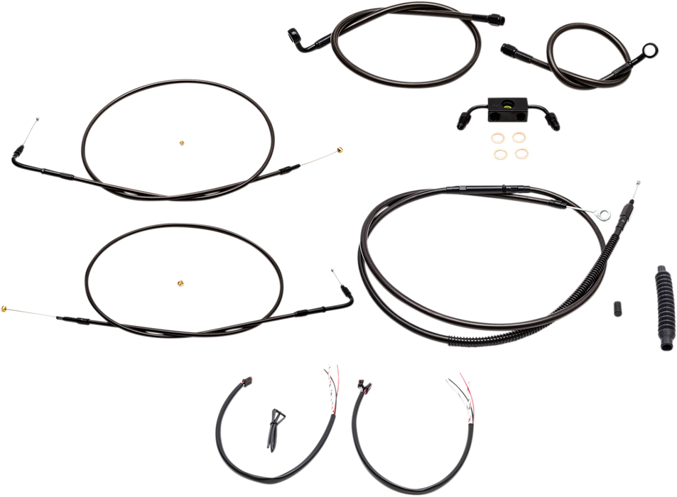 LA CHOPPERS - 12" - 14" HANDLEBAR CABLE/BRAKE & CLUTCH LINE/WIRE KITS AND COMPONENTS / STAINLESS STEEL / BLACK - LA-8321KT2-13M