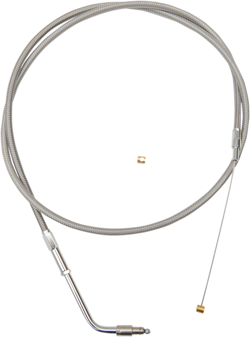 LA CHOPPERS THROTTLE CABLE STAINLESS BRAIDED FOR BEACH BARS OR EXTRA WIDE HANDLEBARS WITH PULLBACK - LA-8005TH04 - PartsOutlet.com.au